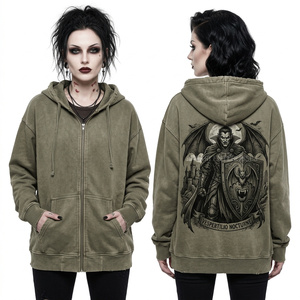 Sudadera sin mangas personalizada para mujer, verde oliva, con estampado gráfico de calavera, estilo urbano, corte holgado, para gimnasio, fabricante B2B - Product Image 2