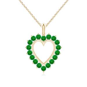 14K <b>Solid</b> <b>Gold</b> Natural Emerald Emerald Open Heart V-Bale <b>Pendant</b> Classic Fine Jewellery Anniversary Gift For Her 2026 - Product Image 1