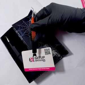 Pince à épiler pour cils 45 Ombre Orange/Noir Argent, à pointe lisse/fibre, en acier inoxydable, acrylique, anti-magnétique, anti-statique, avec prise en main parfaite - Product Image 1