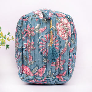 Handmade Luxury Eco-Friendly Large Capacity Printed Cotton Quilted Multicolor Cosmetic <b>Makeup</b> Bag Travel Portable Pouch Storage - Product Image 4