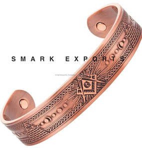 Pulsera magnética de cobre hecha a mano, diseño de acento de latón, brazalete cómodo duradero para aliviar el dolor, Equilibrio Energético, hombres y mujeres - Product Image 3