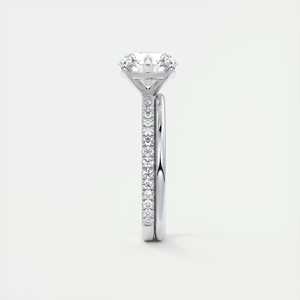 Anillo de compromiso Harper Classic Pavé Solitaire con diamante cultivado en laboratorio de corte redondo de 2.30 quilates en oro blanco de 14K para novias. - Product Image 5