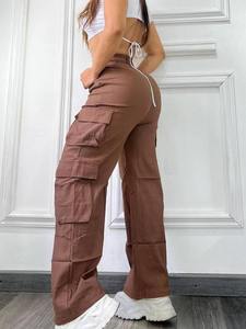 Pantalones Cargo Casuales de Color Sólido para Mujer, Overoles con Múltiples Bolsillos, Corte Holgado, Cintura Media, Pantalones Deportivos de Primavera para Mujeres a la Moda - Product Image 6