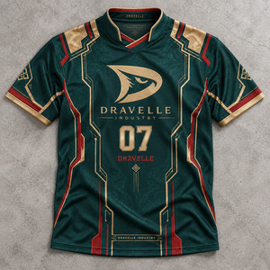 Jersey Imperial Jade Esports Verde Esmeralda Dorado Rojo Cinabrio Uniforme de Equipo de Juego Sublimado Jugador 07 Hombre - Product Image 1