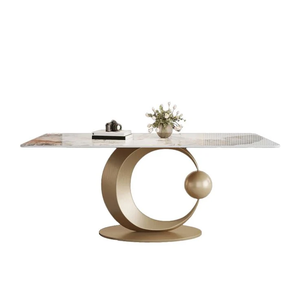 ชุดโต๊ะรับประทานอาหารหรูหราทันสมัย Zehan รุ่น Moon Shape ฐานโลหะ - Product Image 1