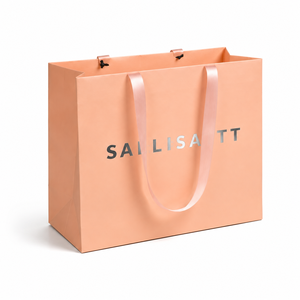 Bolsas de Compras de Papel de Lujo Color Durazno con Logotipo Personalizado y Asas de Listón, Bolsas de Regalo al por Mayor para Boutique, Cosméticos y Comercio Minorista - Product Image 3