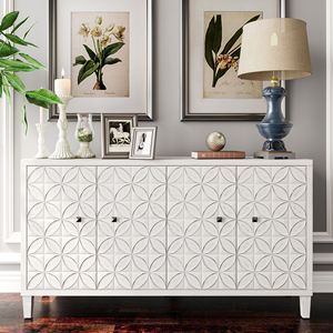 Accent Wooden 4-Door <b>Sideboard</b> Buffet Server Cabinet for Living Room Entryway Hallway or Office <b>Storage</b> - Product Image 1