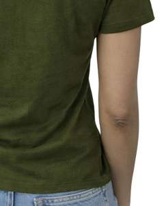 Camiseta de Algodón Verde Oliva para Mujer, con Gráfico de Corazón con Pedrería Negra, Manga Corta, Informal, a la Moda, con Impresión de Logotipo Personalizado, Camiseta de Verano - Product Image 6