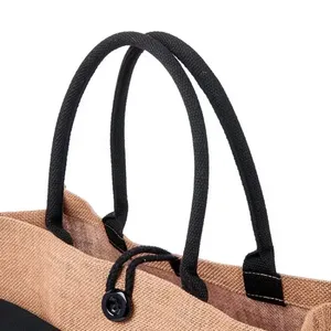 Sacs fourre-tout personnalisés en chanvre et jute pour femmes, imprimés avec logo, écologiques, réutilisables, pour cadeaux de demoiselles d'honneur et mariages, vente en gros - Product Image 2