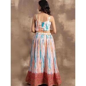 Elegant <b>White</b> & Pink <b>Sequin</b> Chinon Reception Wear Lehenga Choli - Product Image 4
