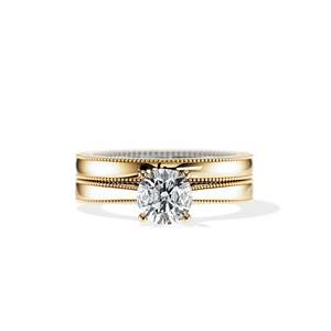 Anillo de compromiso de diamantes de corte brillante redondo chapado en oro de 14k para mujer, color D, cultivado en laboratorio, certificado IGI, estilo clásico. - Product Image 1