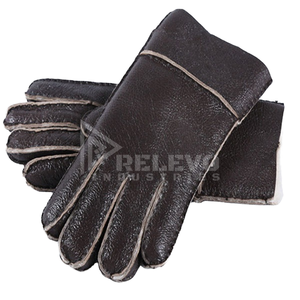 Gants d'hiver en cuir véritable RELEVO INDUSTRIES, chauds et doublés thermiquement, manches longues, vente en gros, en stock - Product Image 1