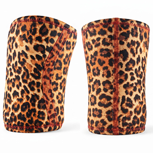 Manchon de compression en néoprène 7 mm pour genou, personnalisable par sublimation, motif léopard, pour haltérophilie et pompes, protège-genoux et coudes - Product Image 1