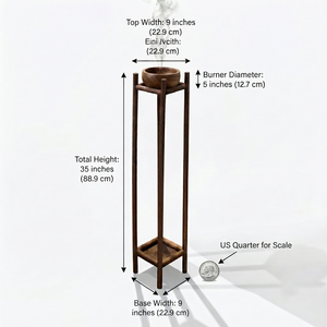 Elegante Soporte Alto de Madera con Cuenco de Madera para Incienso, Pieza Decorativa para el Hogar, Fragancia y Decoración Sofisticadas - Product Image 4