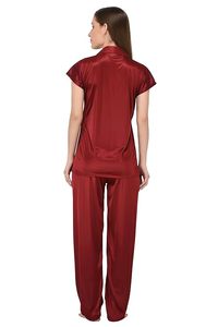 Women’s Plain <b>Satin</b> Night Suit Shirt & <b>Pyjama</b> <b>Set</b> Soft Smooth Silky Comfortable Sleepwear Lounge Wear - Product Image 2