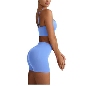 Conjunto Deportivo Seamless para Mujer al por Mayor Personalizado: Sujetador Deportivo y Shorts de Cintura Alta para Fitness, Yoga y Entrenamiento - Ropa Deportiva Elástica - Product Image 3