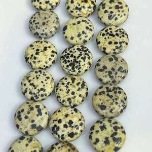 Venta al por mayor de cuentas de jaspe dalmático genuino de 20 mm en forma de disco, accesorios de piedras preciosas para la fabricación de pendientes y pulseras de diseñador. - Product Image 2