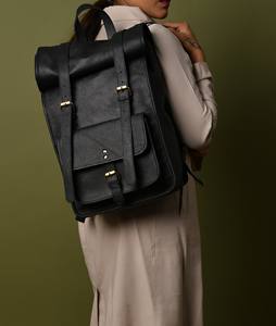 Genuine Leather Roll Top <b>Backpack</b> Professional Cowhide Travel Rucksack Mens <b>Laptop</b> Bag Bulk Purchase <b>UK</b> LTBP-0096 - Product Image 3