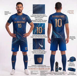 Ensemble de maillots de foot personnalisés sublimés à motif géométrique dégradé, kit de football technique en mesh respirant, chaussettes techniques propres, kit OEM - Product Image 6