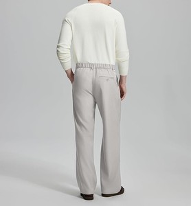 Pantalones Casuales Plisados Gris Claro para Hombre, Cintura Media, Cierre de Botones, Tela de Lona, Ligeros, Transpirables, Antiarrugas, para Verano - Product Image 3