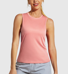Camiseta sin Mangas de Alta Calidad para Mujer, Cuello Redondo, Color Rosa, Tejido Sólido, Transpirable, Informal, ODM OEM - Product Image 1