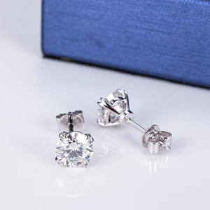 Pendientes Clásicos de Diamantes Redondos con Corte Brillante en Plata para Mujer, Color G, Joyería de Diamantes de Laboratorio - Product Image 4