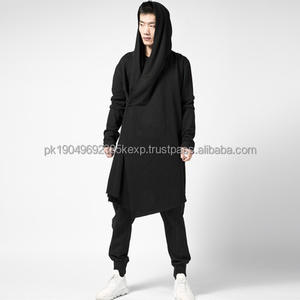 Sudadera con Capucha Estilo Coreano para Hombre, Holgada, Lisa, Negra - Product Image 2