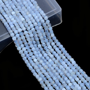 Cuentas de ágata de encaje de 4 mm, facetadas en forma de briolette, ágata azul natural, piedra semipreciosa, cuentas sueltas en forma de caja 3D para la elaboración de joyería. - Product Image 3