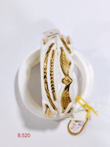 LISA JEWELLERS 22K <b>Solid</b> <b>Gold</b> Vintage White Conch Shell <b>Bangle</b> Women Traditional Bengali Bridal Wedding Jewelry Authentic Shakha - Product Image 4