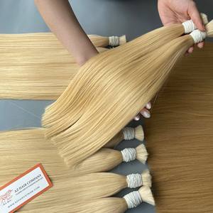 High Quality Vietnamese Blonde Remy Straight Bulk Hair Extensions Soft Raw Material <b>Bleaching</b> Dyed Wholesale Price - Product Image 4