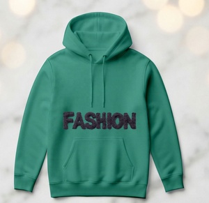 Sudadera con Capucha de Primera Calidad, con Logotipo Bordado en Chenilla Personalizado, Color Verde, Sostenible, de Alta Gama y Gran Venta - Product Image 3