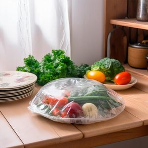 Copri cibo elasticizzato monouso trasparente grande ciotola di plastica da 30 pollici copre materiale forte inodore 100 contenitore - Product Image 6