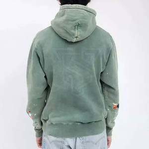 Sweats à capuche pour hommes personnalisés, haute qualité, délavage acide, 100% coton, grande taille, vêtements décontractés d'hiver, uni, à capuche, teinture unie, personnalisé - Product Image 2