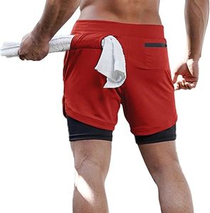 Custom Logo Men's Double <b>Layer</b> Blank Sports Athletic Workout Running Gym Shorts With Liner Breathable 2 In 1 Activewear Shorts - Product Image 2
