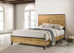 Cadre de lit double TNT en pin massif traditionnel avec tête de lit durable de 52 pouces en brun patiné et finition en pin naturel - Product Image 3