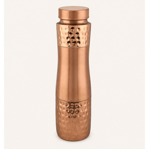 Bouteille d'eau moderne en cuivre pur demi-martelé, anti-fuite et sans raccords, récipient ayurvédique pour boire, idéale pour le yoga, la maison et le bureau, ou comme cadeau. - Product Image 5