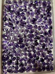 Pierre de cristal d'améthyste naturelle non taillée, brute et roulée, pierre précieuse violette pour la fabrication de bijoux et bracelets DIY - Product Image 3