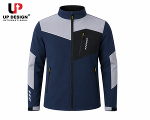 Veste Softshell Homme Bleu Marine Personnalisée Imperméable Coupe-Vent Doublée Polaire pour Randonnée et Travail Tactique OEM - Product Image 2