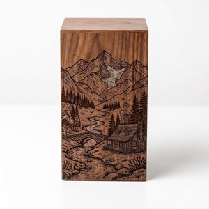Personalized Eco-Friendly Durable Wooden Mountain Urn Rustic Nature Cremation <b>Memorial</b> <b>Box</b> for Outdoor Lovers - Product Image 3