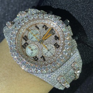 Relojes Clásicos Unisex Hechos a Mano con Diamantes Moissanite VVS1, Correa de Acero Inoxidable, Esfera Analógica Mecánica - Product Image 6