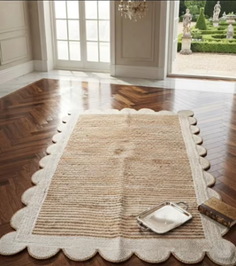 Alfombra de Yute Rústica con Borde Festoneado, Tejida a Mano, Natural, Ecológica, Estilo Boho, para Entrada, Dormitorio, Sala de Estar, Decoración de Piso - Product Image 6