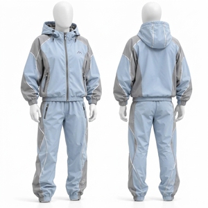 Ensemble de survêtement unisexe léger à capuche coupe-vent avec pantalon de jogging pour la course et le fitness – Tenue deux pièces - Product Image 1
