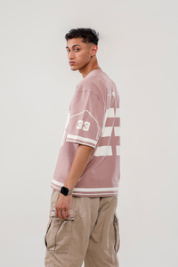 Custom Unisex Regular Football Jersey <b>T</b>-<b>Shirt</b> Dusty Pink Number 33 Streetwear Hip Hop Short Sleeve Printed UV Protection - Product Image 5