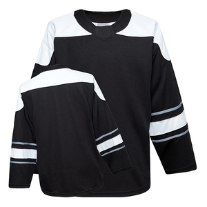 Jersey de Hockey sobre Hielo Premium Sublimado, Base Lisa, Manga Larga, Poliéster Resistente, Uniforme de Hockey sobre Hielo Negro y Blanco, Venta al Por Mayor OEM - Product Image 2