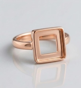 Solid 925 Sterling <b>Silver</b> Square Blank Bezel Ring Non Adjustable Collet Ring Base <b>for</b> Cabochon DIY <b>Jewelry</b> <b>Making</b> - Product Image 2