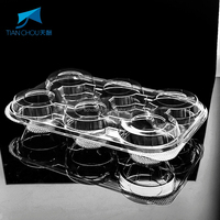 Boîte d'emballage en plastique transparent carrée de qualité alimentaire en gros, 4/6 compartiments, pour pâtisserie, biscuits, gâteaux...etc, accepter
