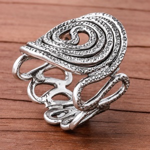 Anillo de cóctel con patrón en espiral de plata de ley 925 hecho a mano, regalo de joyería de moda unisex - Product Image 6
