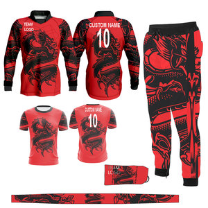 Ensemble personnalisé de vêtements de paintball avec sublimation intégrale : maillot à manches longues, maillot à manches courtes, pantalon de jogging, masque facial et bandeau pour équipe - Product Image 6