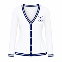 Cardigan pour femme en acrylique premium, tricoté à carreaux, col en V, couleur contrastante, respirant, style universitaire, idéal pour l'hiver