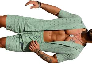 Ensemble chemise et short vert sauge pour homme, polyester respirant, tenue décontractée pour les vacances d'été - Product Image 6